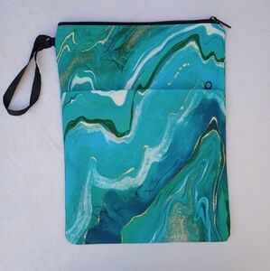 Teal Marble Clutch Bag Casual Party Unisex Retro Streetwear Utility Cosmetics